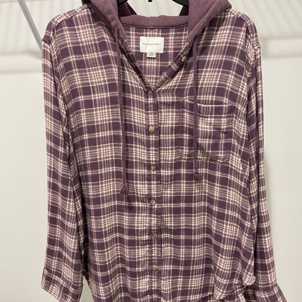Purple Plaid Hooded Flannel